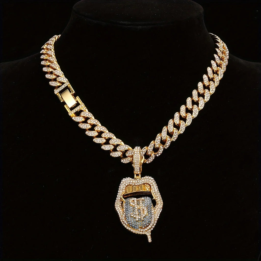 Ice Out chain Dollar Pendant 18inch 45CM plate Cuban Punk Jewelry For Gift Chain For Men And Women Necklace zircon With Hip Hop