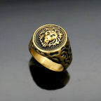Golden Lion Head Ring Animal Band — 316L Stainless Steel
