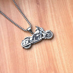 Silver Motorcycle Box Chain Pendant Necklace