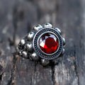 NEW Men's 316L Stainless-Steel Rings Skull Head With Red Zircon Ring Vintage Gothic Punk Jewelry Gifts Free Shipping