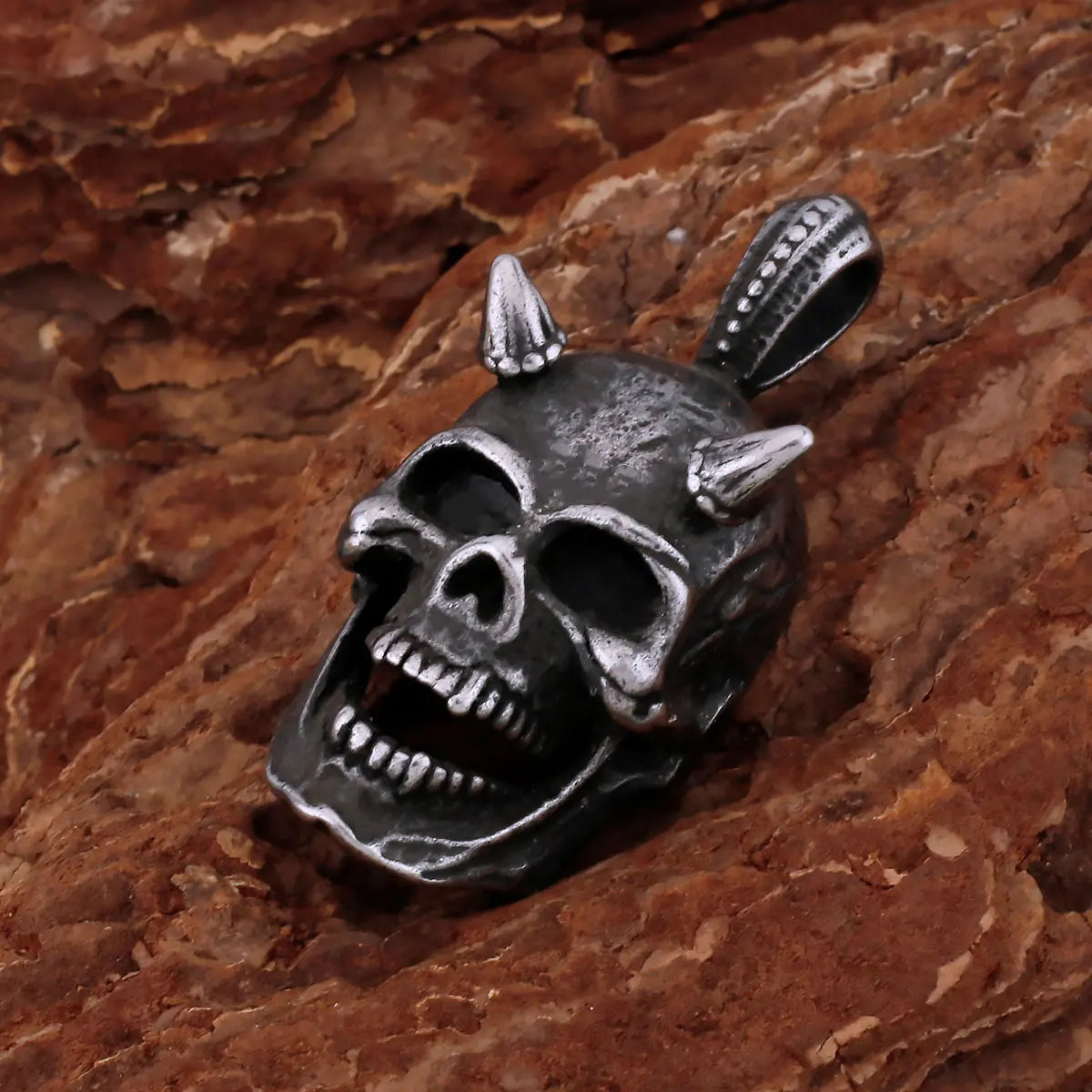 Viking Ghost Skull Pendant Necklace — Stainless