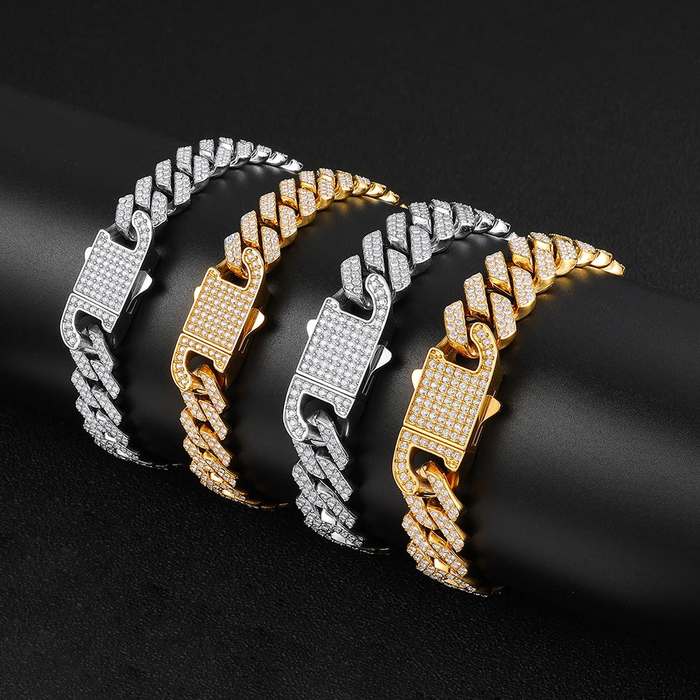 Iced Out Miami Cuban Chain Bracelet — Stainless Steel
