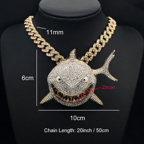 11mm Iced Out Shark Cuban Necklace — Steel