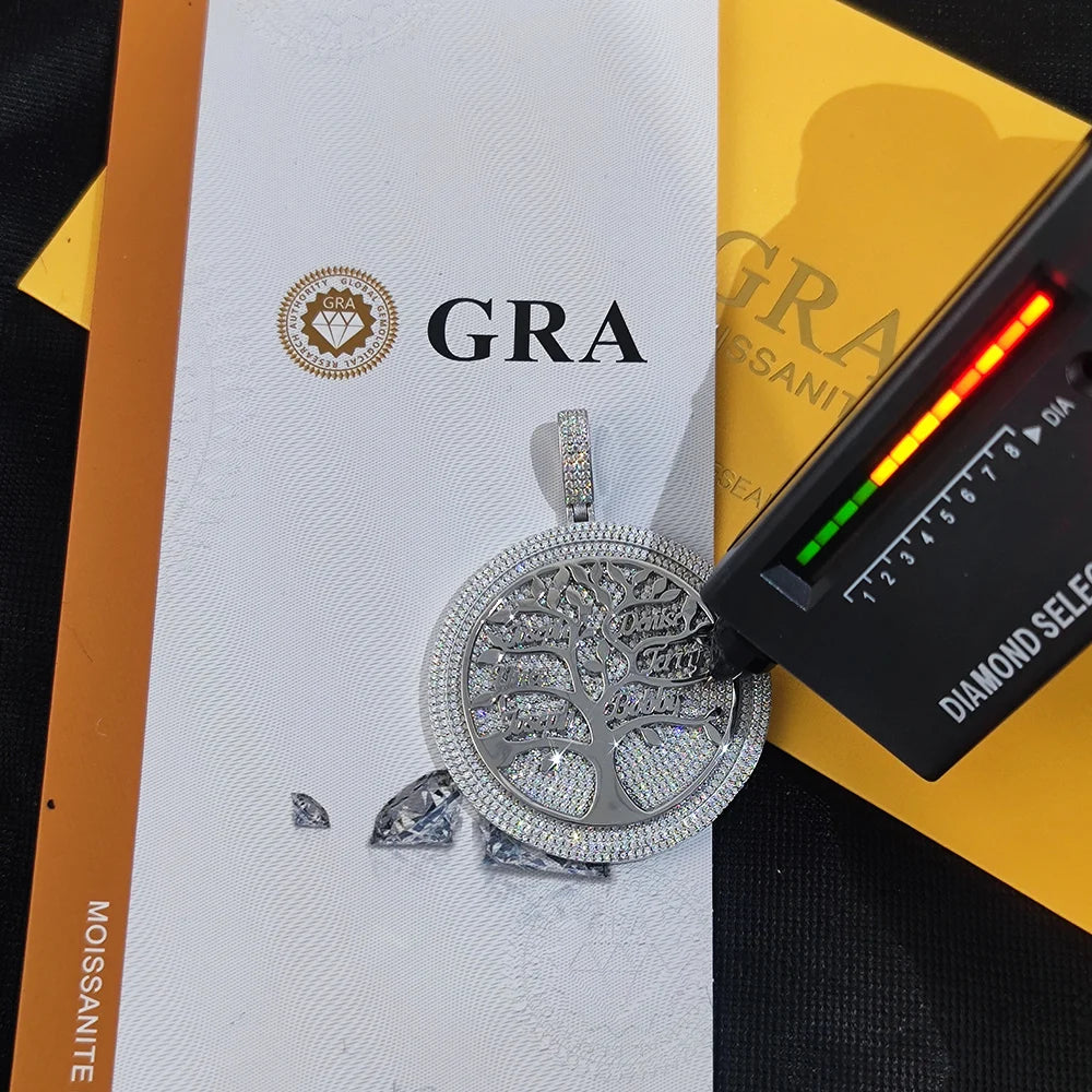 925 Silver VVS Moissanite Family Tree Pendant
