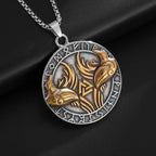 Retro Domineering Ouroboros Wrapped Around The Tree of Life Pendant Necklace Men's Personalized Punk Cool Casual
