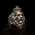 Bully Vintage Crown Lion Head Men's Ring Delicate Fashion Creative Niche Light Luxury Punk Hip Hop Rock Street Party