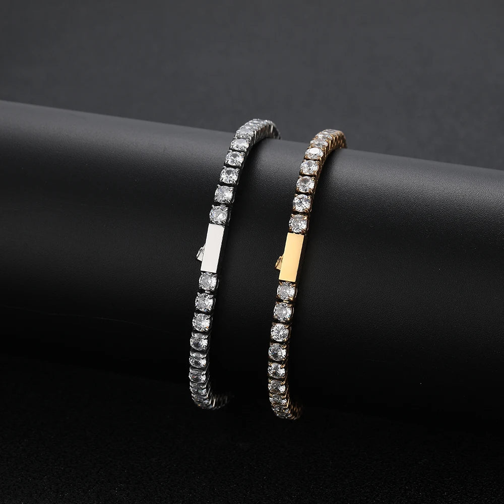 NY Stainless Steel Tennis Necklaces Woman Trend Men Women Iced Out 4mm Zircon Tennis Chains Jewelry No Fade