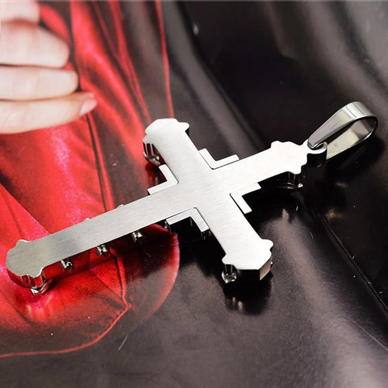 Iced Out Cross Black Pendant Zircon Punk