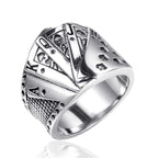 Lucky Poker Flush Ring Men Women Gold/Silver Color Stainless Steel Punk Biker Ring Hip Hop Playing Card Ring Magician Jewelry