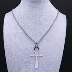 Egyptian Ankh Cross Stainless Steel Necklace Women/Men Symbol of Life Cross Necklace Jewelry Cadenas De Acero Inoxidab