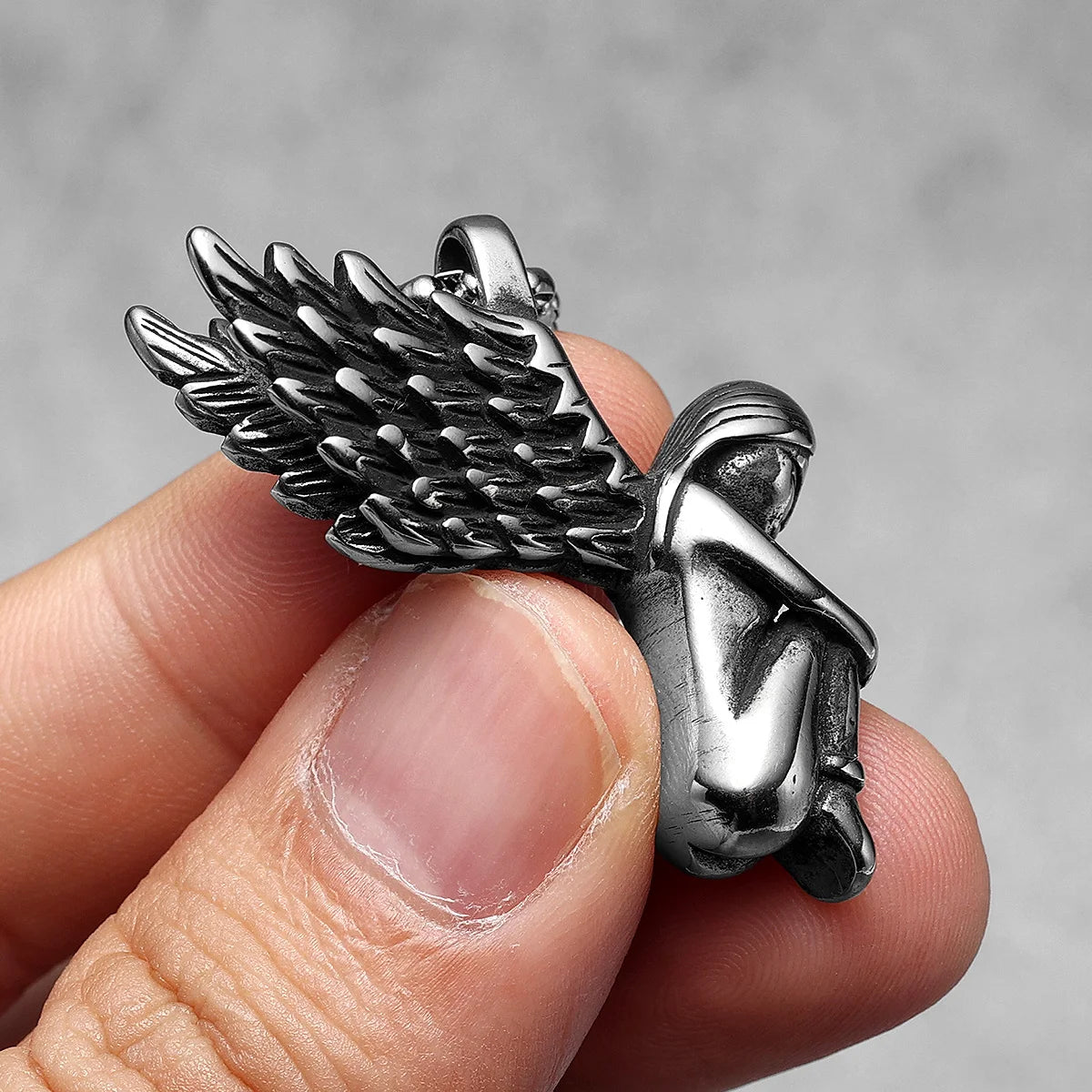 Guardian Angel Wings Pendant — Stainless Steel