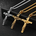 Jesus Cross Gold Pendant Necklace