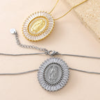 Iced Out Virgin Mary Gold Pendant Necklace