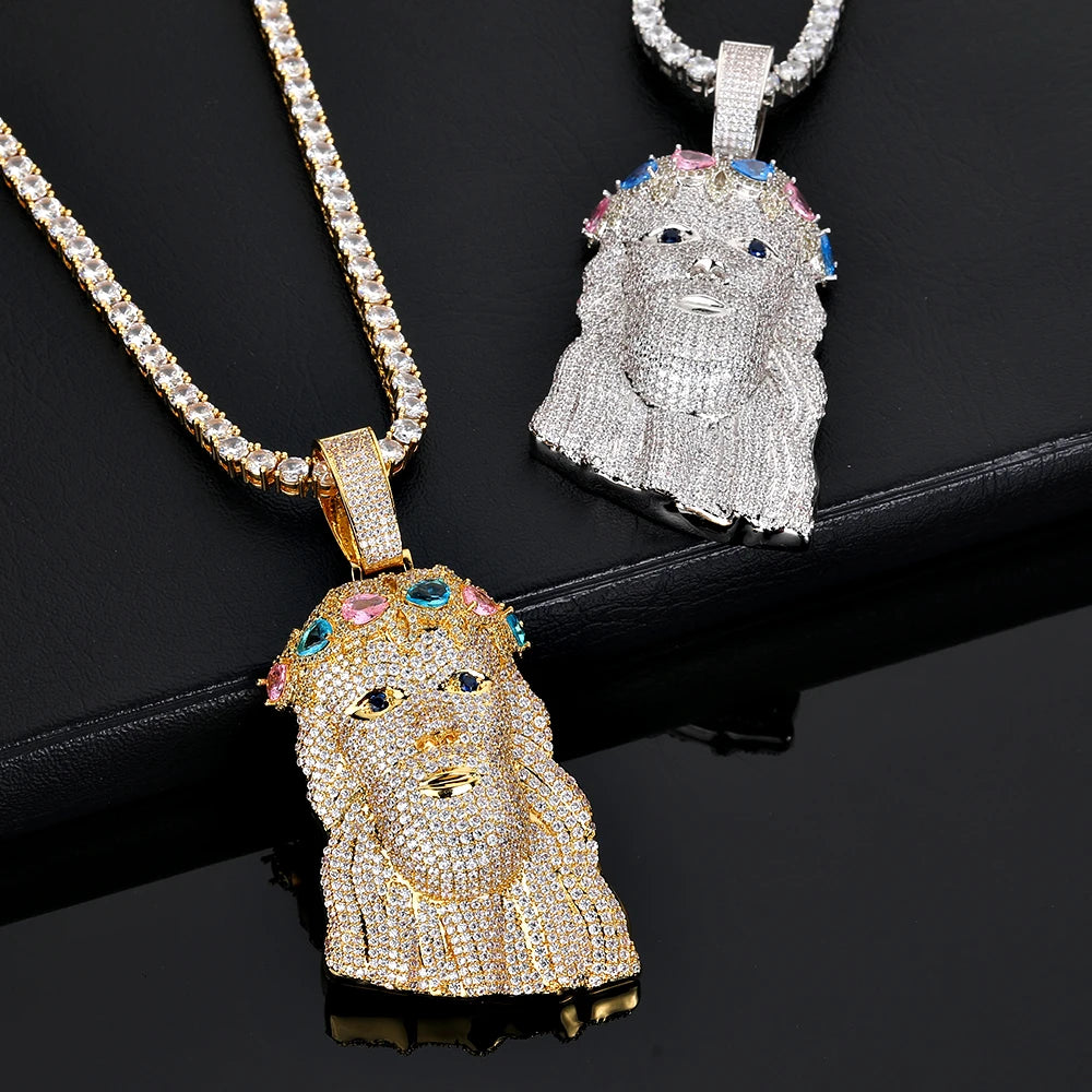 Rose Gold Jesus Head Pendant Iced Out