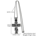 Eastern Orthodox Cross Jesus Pendant Necklace For Women Men Stainless Steel Silver Color Dark Punk Male Chain Jewelry