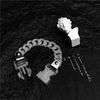HANGZHI 2021 NEW Hip Hop Punk Titanium Steel Street Men and Women Letters Metal Safety Buckle Necklace Fashion Jewelry
