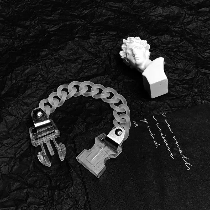 HANGZHI 2021 NEW Hip Hop Punk Titanium Steel Street Men and Women Letters Metal Safety Buckle Necklace Fashion Jewelry