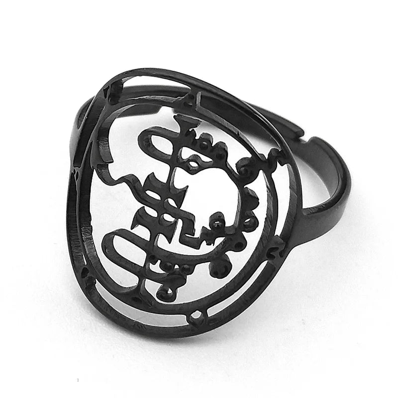 Baphomet Steel Ring Sigeal Sigil Lucifer Satan