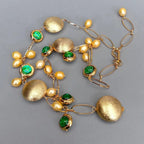 Rice Pearl Murano Glass Coin Y-Drop Necklace — Gold-Tone Copper