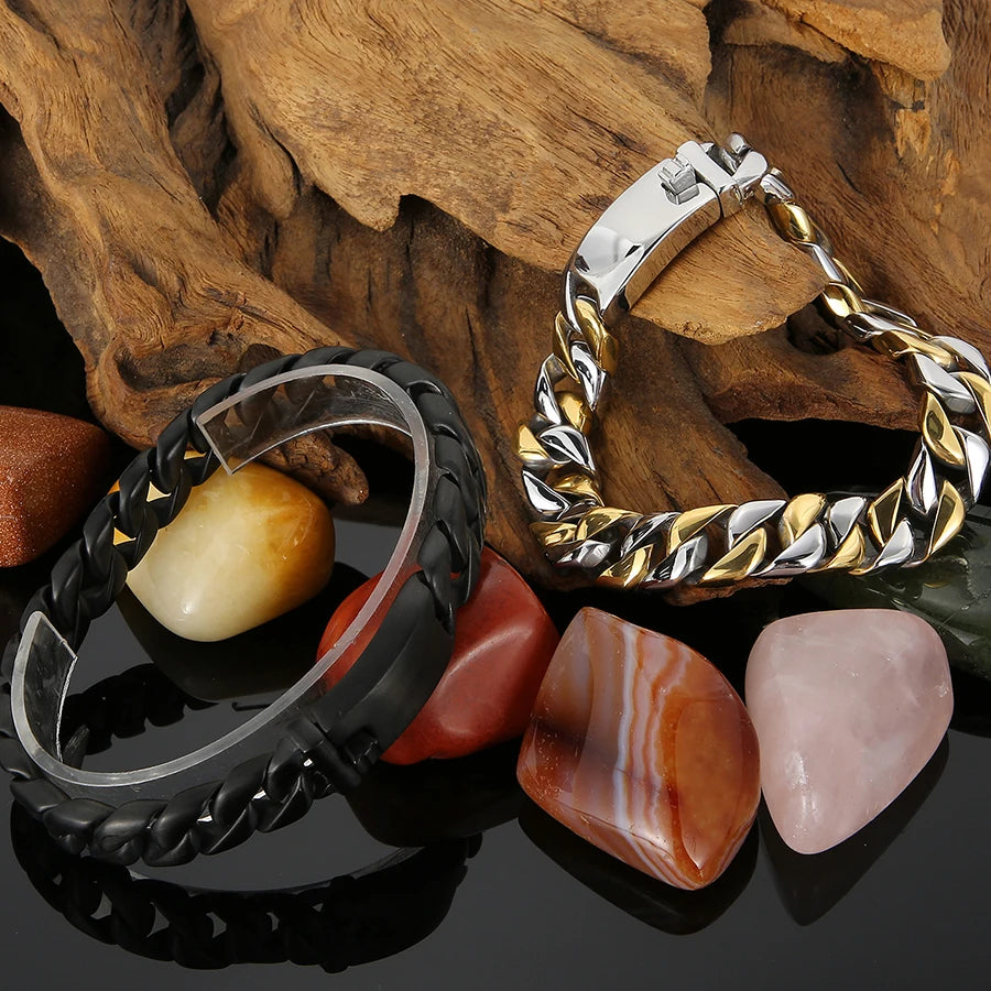 Luxury Gold Color Bracelet Man Friendship Men's Bracelets & Bangles In Metal Stainless Steel On Hand Jewelry Gifts For
