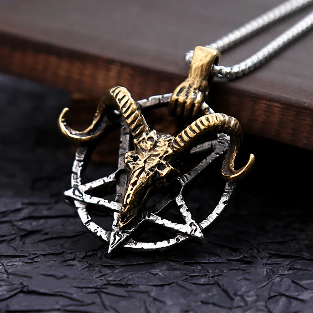 Skull Pentagram Pendant — Stainless Steel