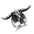 Men Gothic 316L Stainless Steel Bull Skull Ring Punk Rock Biker Bull Head Animal Ring Cool Fashion Jewelry Gift Drop