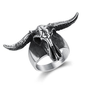 Men Gothic 316L Stainless Steel Bull Skull Ring Punk Rock Biker Bull Head Animal Ring Cool Fashion Jewelry Gift Drop Shipping