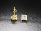 Gold Iced Out Square Zirconia Earrings Statement