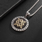 Retro Classic Celtic Knot Round Pendant Necklace for Men and Women Punk Hip-Hop Trend Amulet Jewelry
