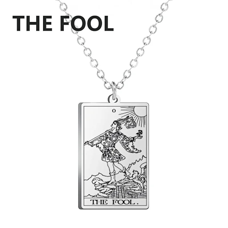 LIKGREAT Tarot Card Necklace Major Arcana Tarots Stainless Steel Necklaces Divination Jewelry Birthday Gift for Women