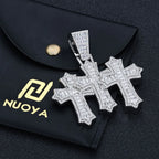 Two-Tone Cross Pendant Baguette Iced Out