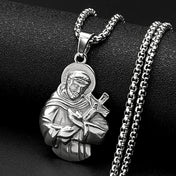 SAINT FRANCIS Hold Cross Pendant Necklace for Women Men Stainless Steel Gold Silver Color Christian Amulet Faith