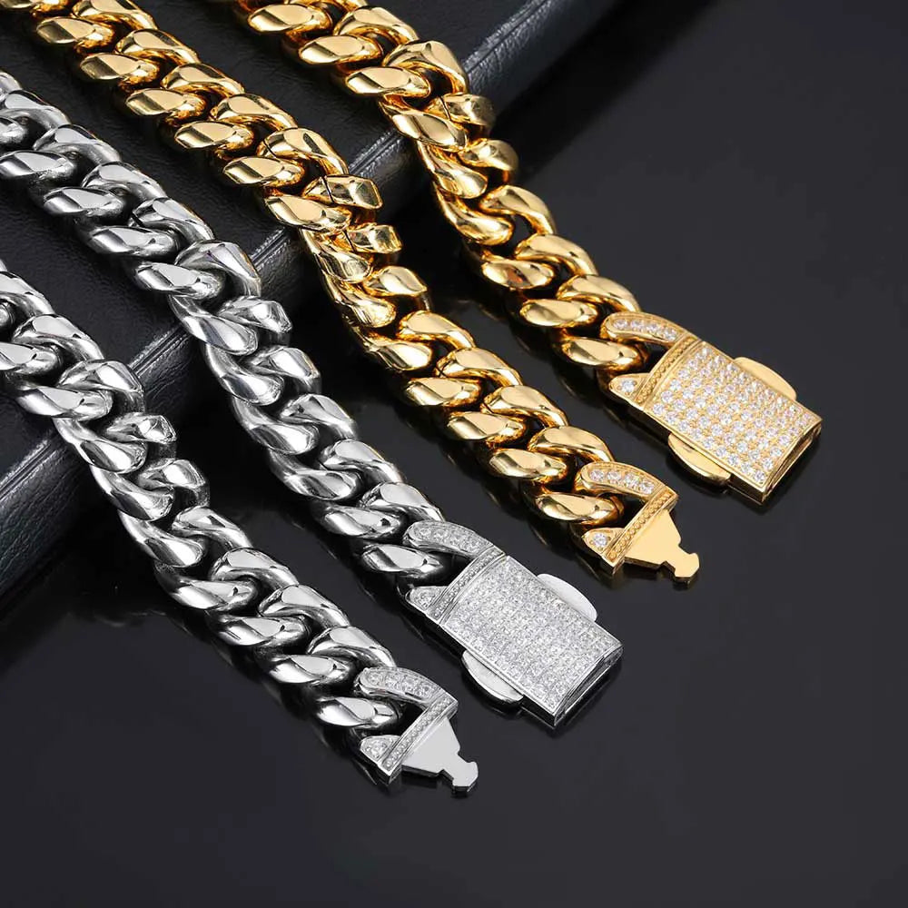 Stainless Steel Cuban Chain Necklace Miami 12MM