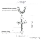 Crystal Crucifix Jesus Byzantine Chain Necklace — Stainless Steel