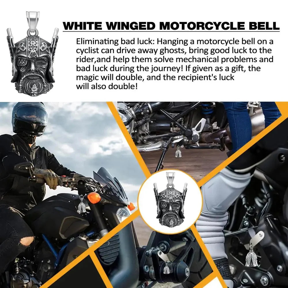 Vintage Design Viking Warrior Bell Pendant Motorcycle Wind Nordic Odin Guardian Bell Necklace Gift Jewelry Accessories