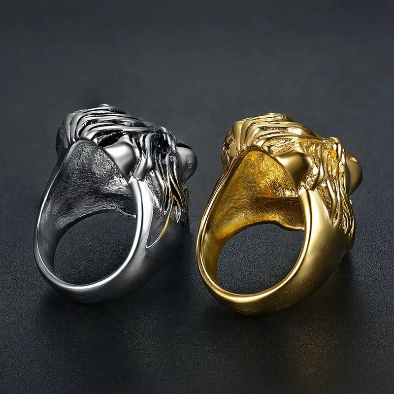 Lion Head Steel Ring 316L Animal Style Finger