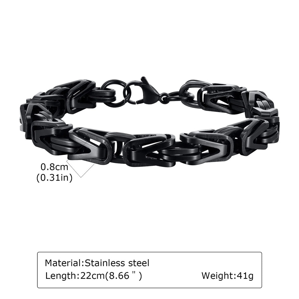 Black Byzantine Braided Bracelet — Stainless Steel