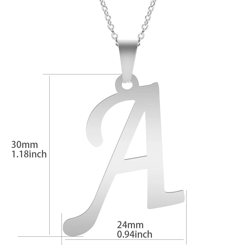 26 Letters Necklace Stainless Steel Initial Necklaces For Women Men Pendant Big Alphabet Chain On The Neck Choker