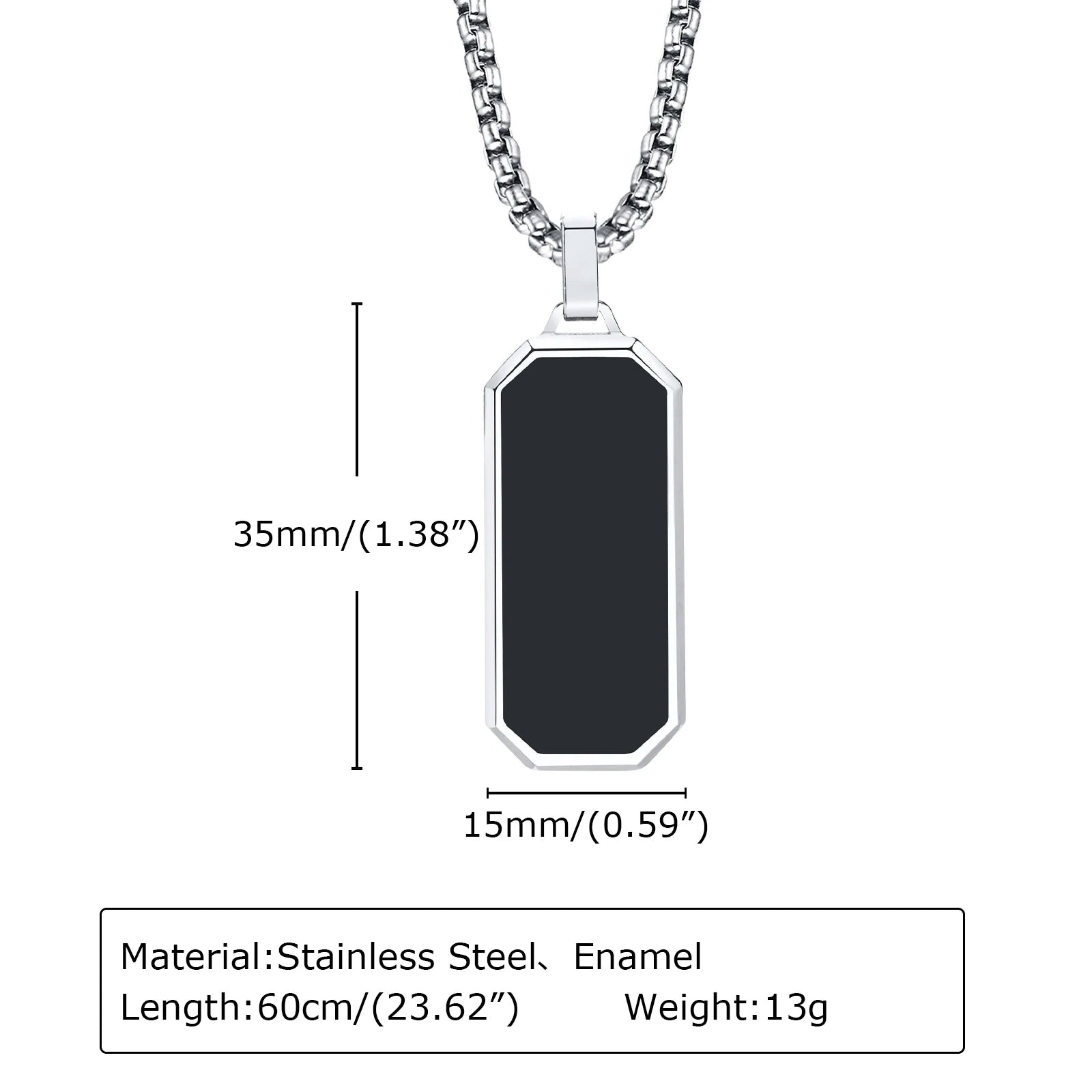 Vnox Stainless Steel Vertical Bar Necklaces for Men Boys, Black Simple Metal Pillar Pendant, Casual Neck Collar