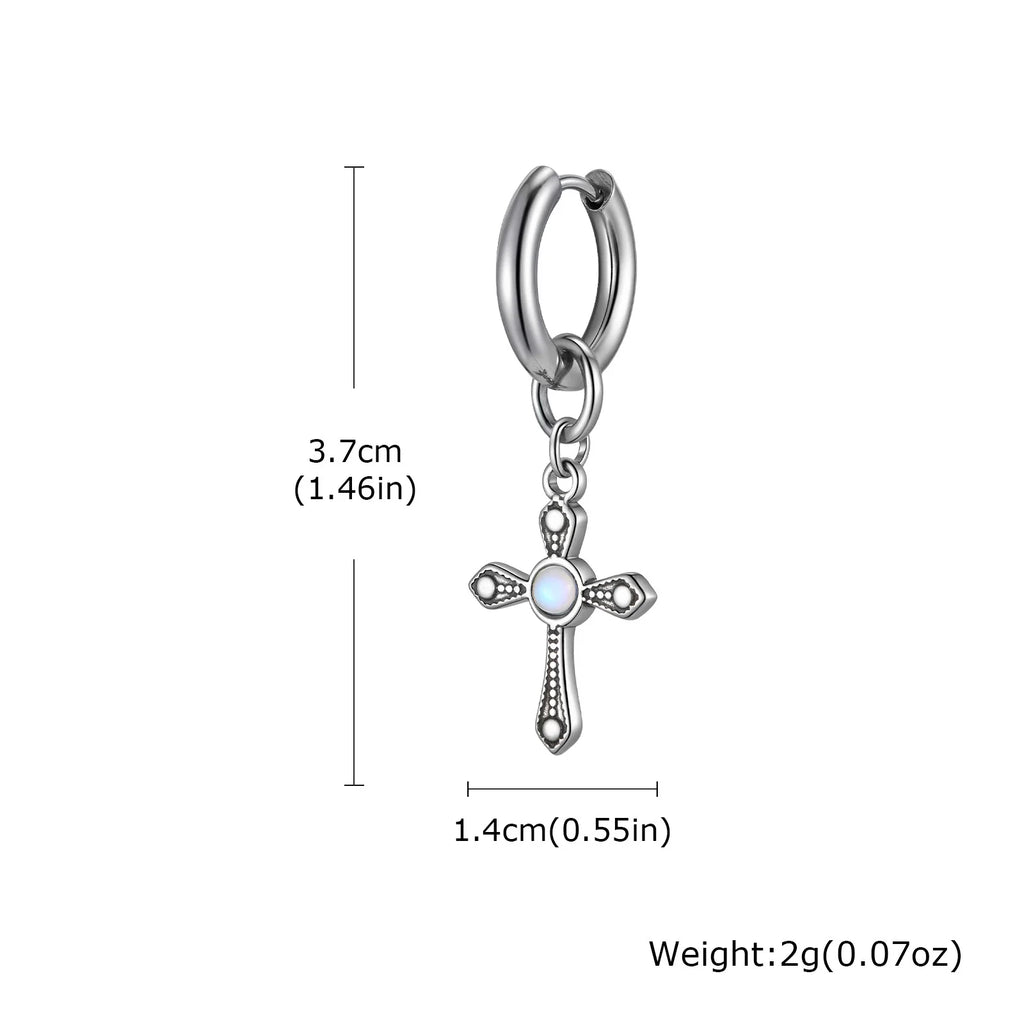 Cross Hoop Earrings — Stainless Steel