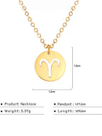 Kkjoy Stainless Steel Star Zodiac Sign Necklaces 12 Constellation Choker Pendants Necklace Aries Libra Leo Collier Birthday Gift
