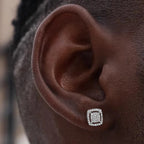 Iced Out Square Zirconia Stud Earrings CZ