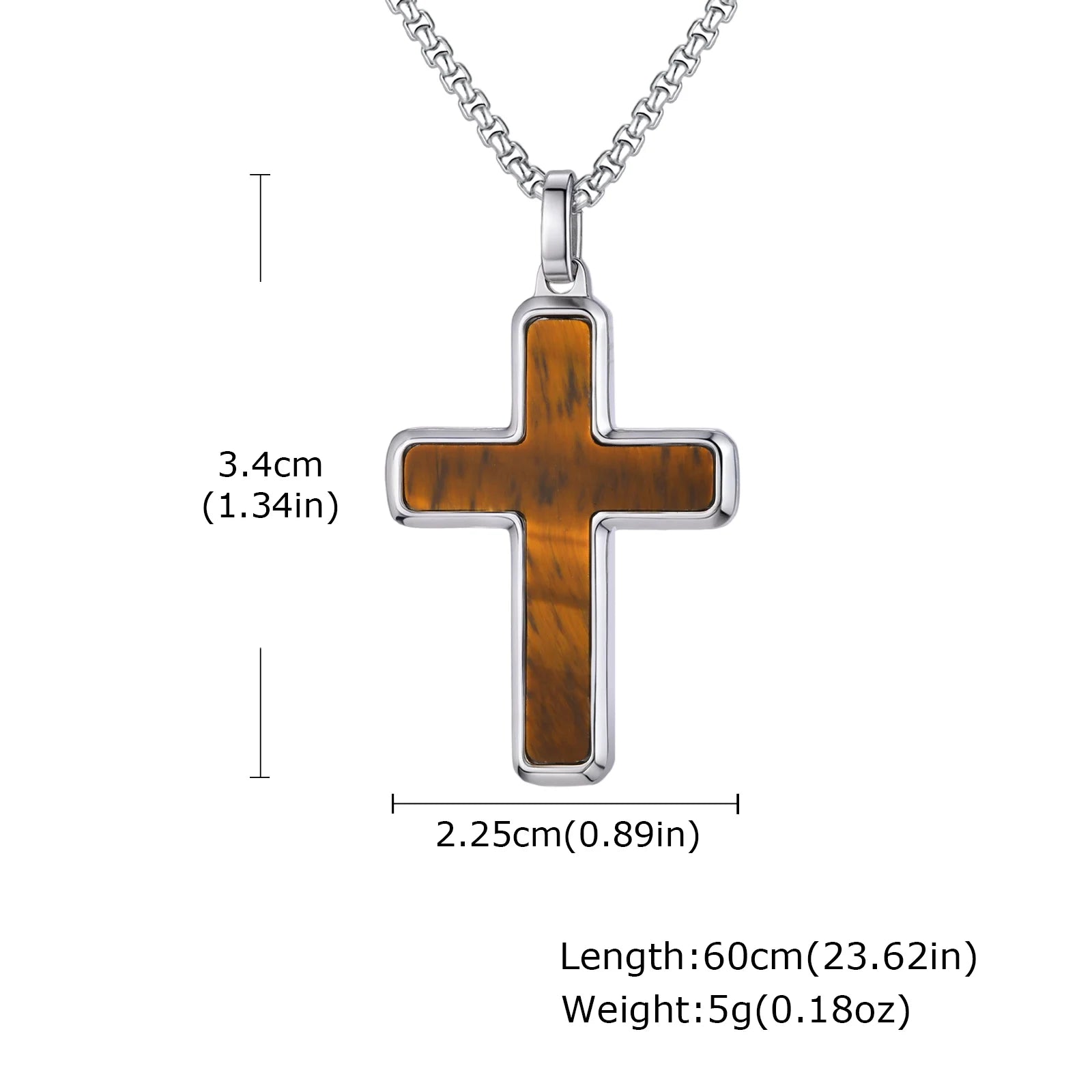 Classic Stainless Steel Cross Pendant Necklace, Turquoise Black Agate Tiger Eye Natural Stone Vintage Fashion Jewelry for Men