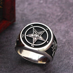 Pentagram Star Signet Ring — 925 Silver