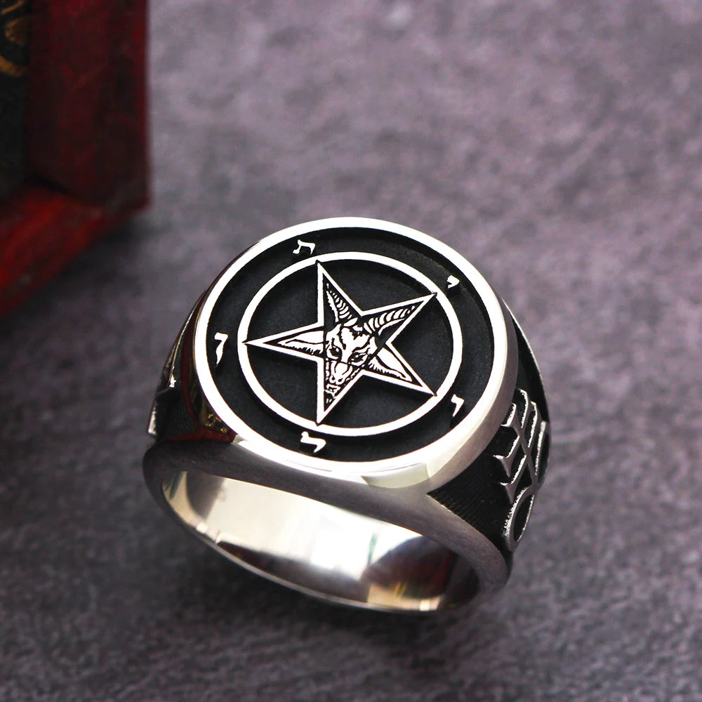 Pentagram Star Signet Ring — 925 Silver