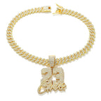 New Fashionable Men Hip Hop Number 23 Pendant Necklace With 13mm Cuban Chain HipHop Alloy Iced Out Bling Necklaces
