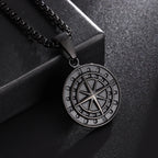 Vintage Scandinavian Pendant Necklace Stainless Steel Nordic Compass Valknut Rune Jewelry Men Women Fine Jewelry