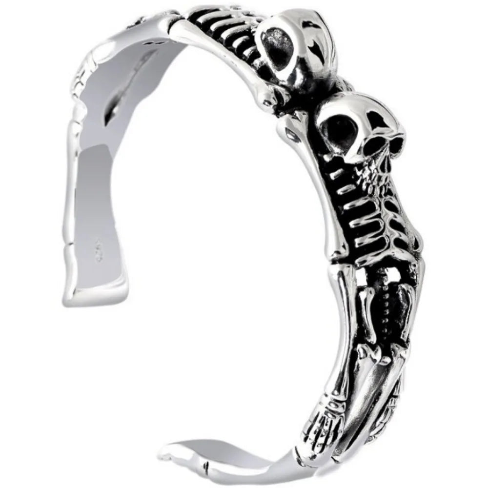 New Retro Personalized Trend Gothic Skull Open Bracelet Men Hip Hop Rock Punk Bracelet Birthday Party Street Niche Gift Jewelry