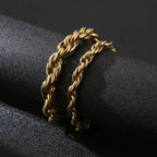 7/11mm Twisted Chain Bracelet for Men Woman Stainless Steel Charm Men's Wristband Gold Color Bangles Bracelets Jewelry
