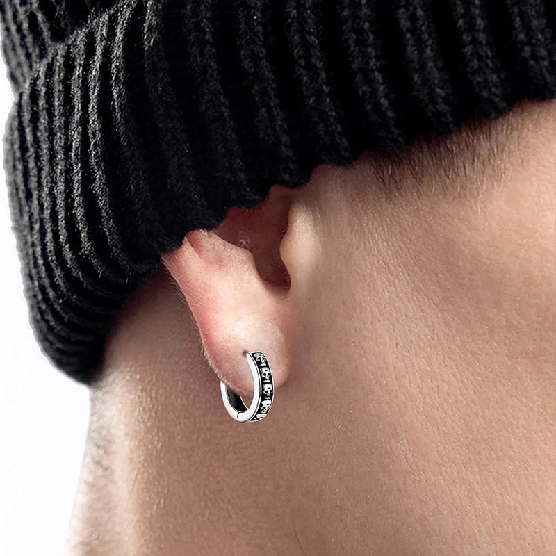 Antique Silver-Tone Skull Small Hoop Earrings — Copper Alloy
